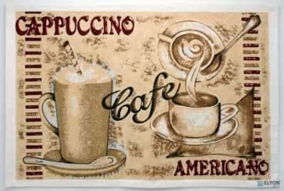 Show details for Set of 6 Coffee Cappuccino Themed Breakfast Table Placemat 100% Cotton 13" x 19" Placemat Light