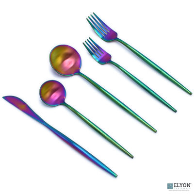 20-Piece Matte Rainbow Flatware Set, Stainless Steel, Thin Handles, Service For 4 20-Piece Matte Rainbow Flatware Set, Stainless Steel, Thin Handles, Service For 4