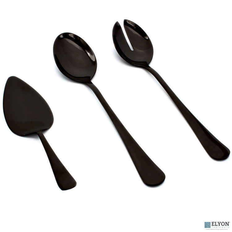 2 Piece Black Reflective Colored Serving Set with 1 Complimentary Pie Server Stainless Steel