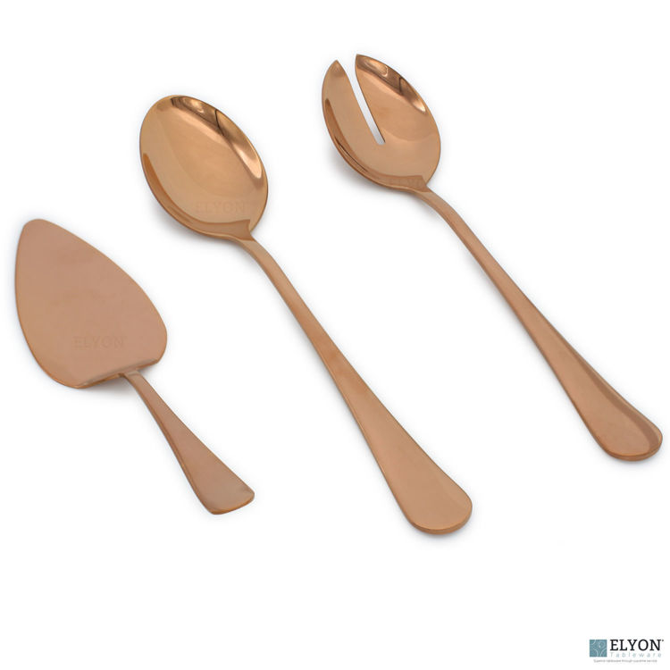 2 Piece Copper Reflective Colored Serving Set with 1 Complimentary Pie Server Stainless Steel 