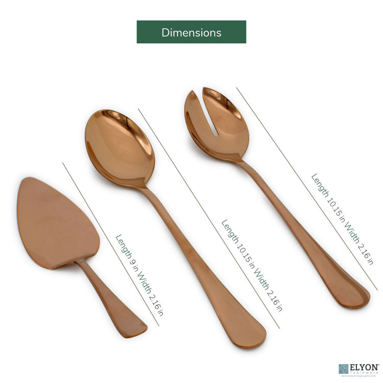 2 Piece Copper Reflective Colored Serving Set with 1 Complimentary Pie Server Stainless Steel - size