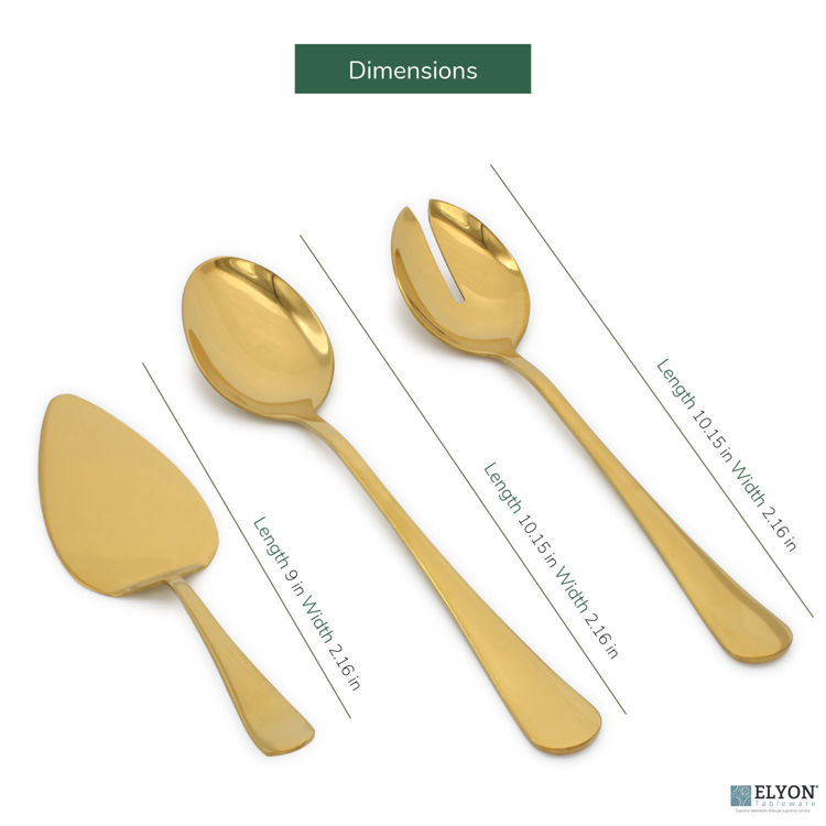 2 Piece Gold Reflective Colored Serving Set with 1 Complimentary Pie Server Stainless Steel