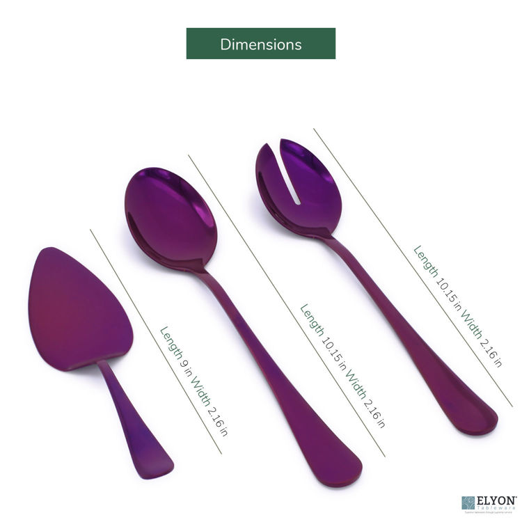 2 Piece Purple Reflective Colored Serving Set with 1 Complimentary Pie Server Stainless Steel 