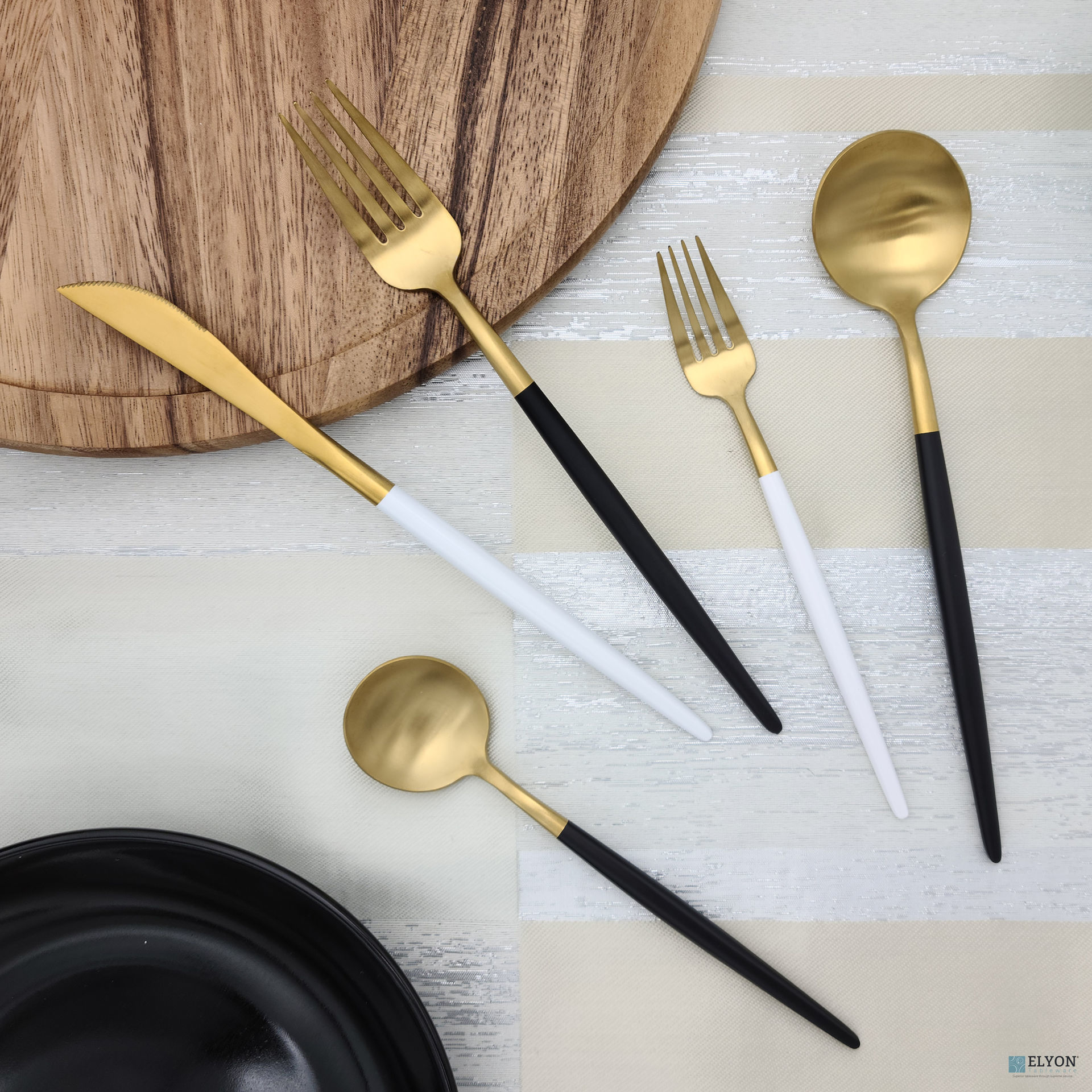 Best Modern gold black Flatware and Silverware sets Elyon. Elyon Tableware Your Shop for