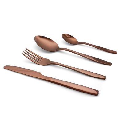 16-Piece Reflective Copper Flatware Set, Service For 4	 16-Piece Reflective Copper Flatware Set, Service For 4