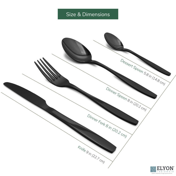 16-Piece Reflective Black Flatware Set, Stainless Steel, Service For 4 