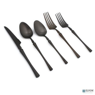 20-Piece Noelle Matte Black Flatware Set, Stainless Steel, Service For 4 20-Piece Noelle Matte Black Flatware Set, Stainless Steel, Service For 4