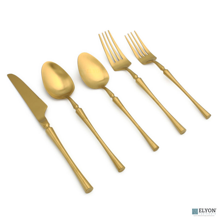 20-Piece Noelle Matte Gold Flatware Set, Stainless Steel, Service For 4