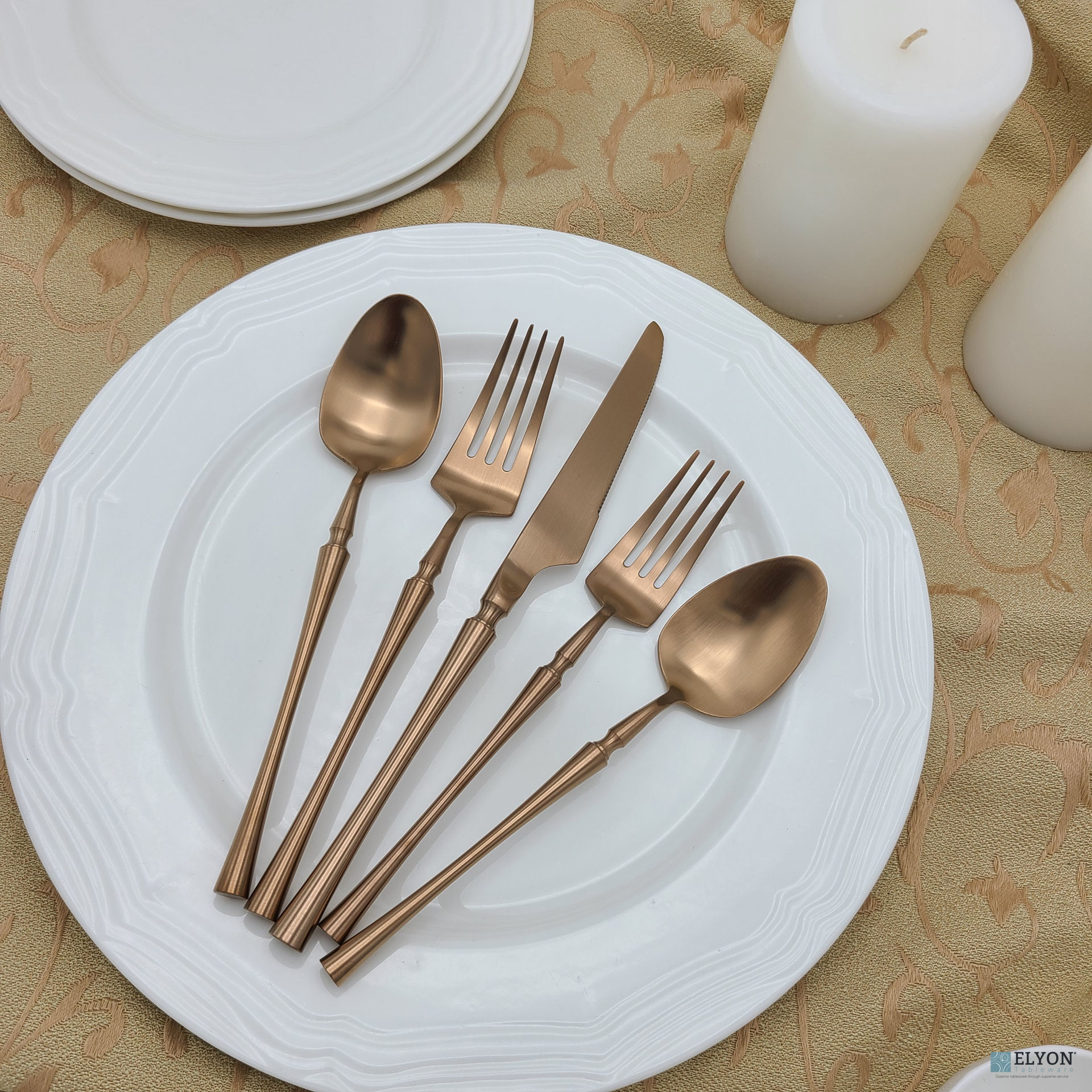 Best Modern Flatware and Silverware sets Matte Copper Elyon Tableware