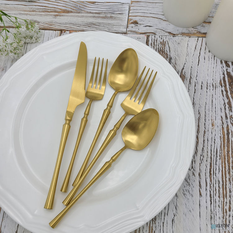 Matte Gold Flatware Set, Stainless Steel, Service For 4