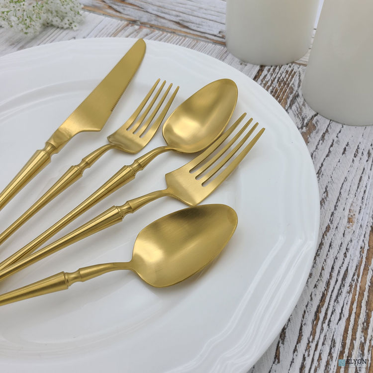 20-Piece Noelle Matte Gold Flatware Set, Stainless Steel, Service For 4	