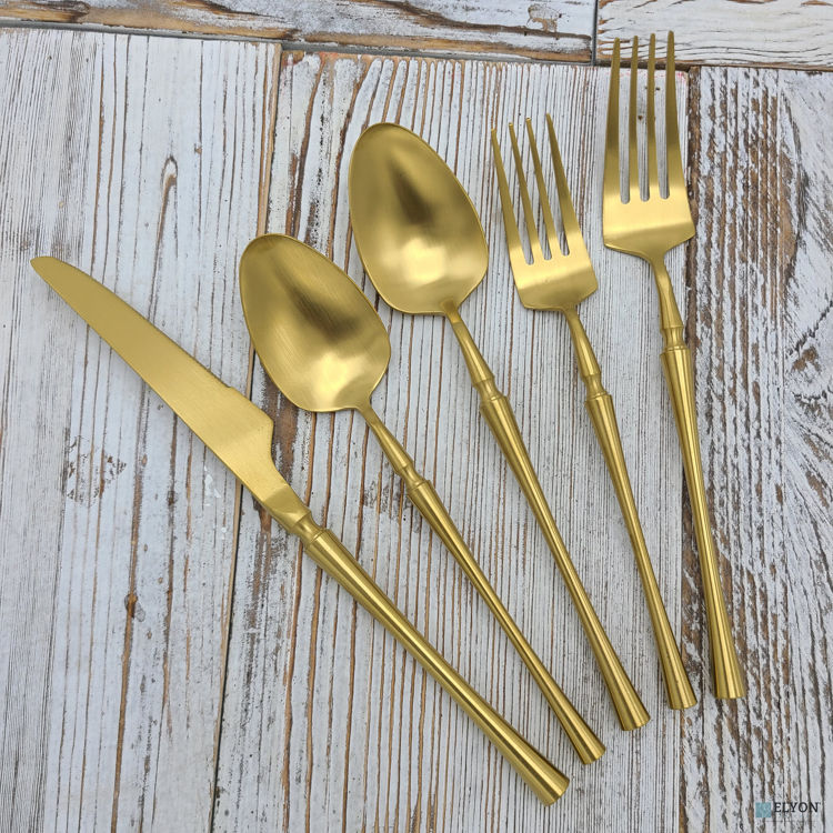20-Piece Noelle Matte Gold Flatware Set, Stainless Steel, Service For 4	