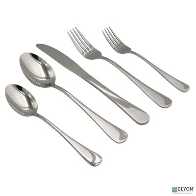 Show details for Elyon Luly Reflective Silver 20-Piece Flatware Set, Stainless Steel, Service For 4 Picture of Elyon Luly Reflective Silver 20-Piece Flatware Set, Stainless Steel, Service For 4