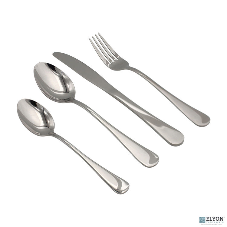 32-Piece Reflective Silver Flatware Set, Stainless Steel, Service For 8