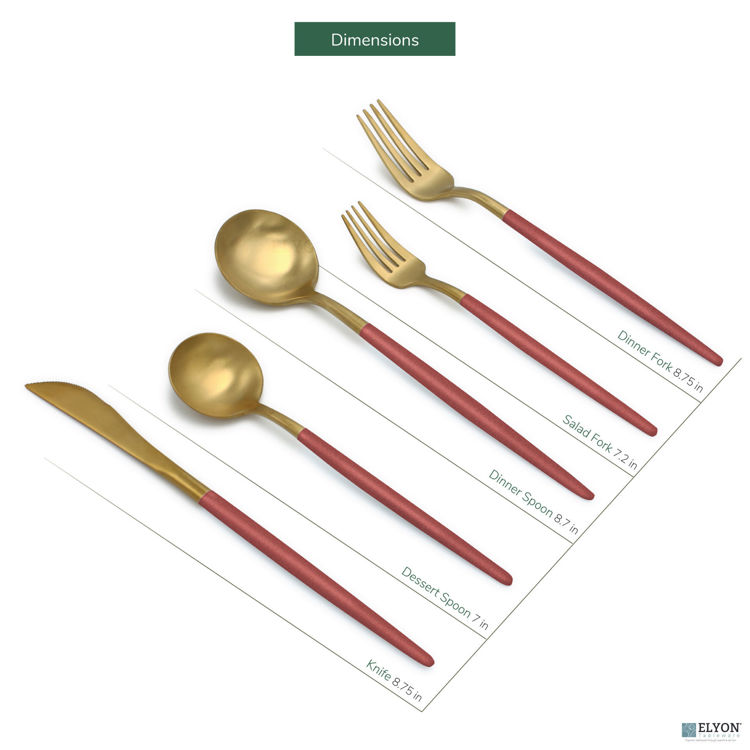 Matte Gold/Rose Flatware Set, Stainless Steel, Rose Thin Handles, Service For 4