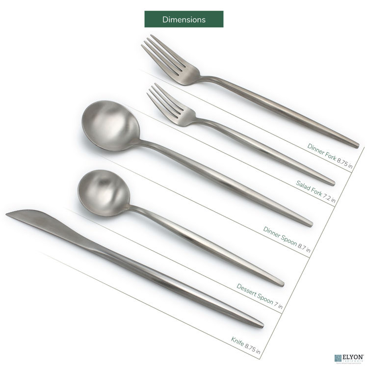 20-Piece Matte Silver Flatware Set, Stainless Steel, Thin Handles, Service For 4	