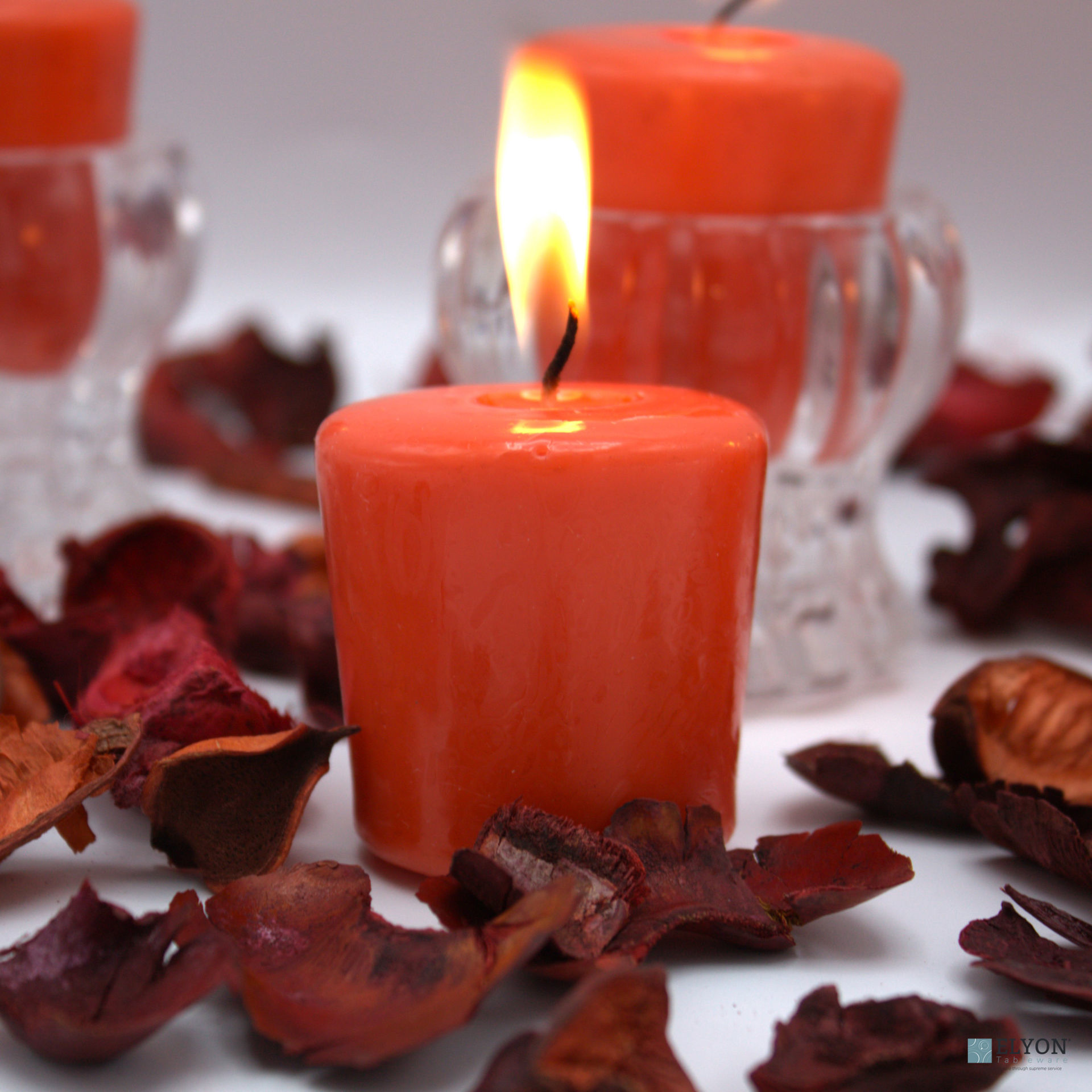 24 Red Unscented Wax Votive Candles, 15 Hours Burn Time. Elyon