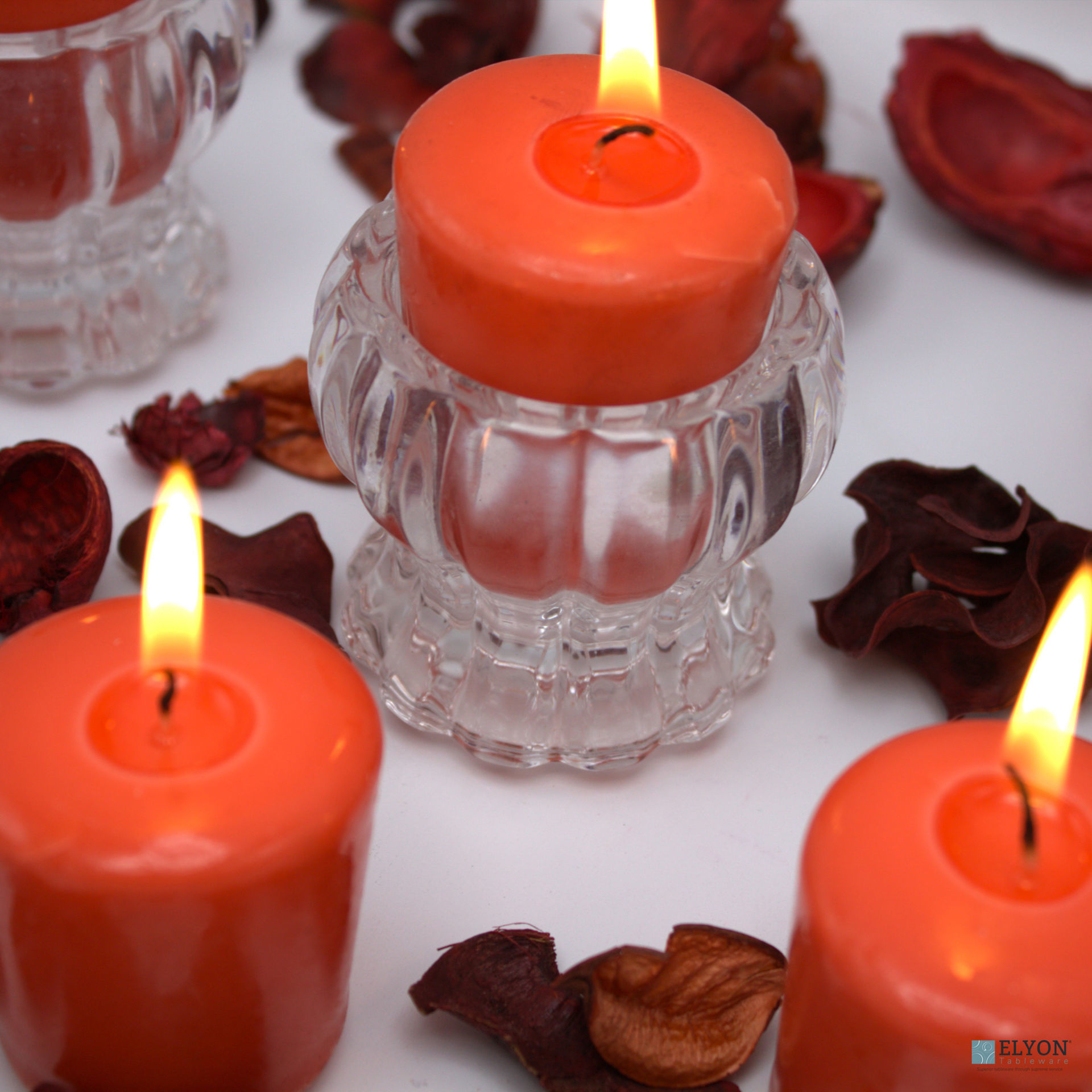 24 Red Unscented Wax Votive Candles, 15 Hours Burn Time. Elyon