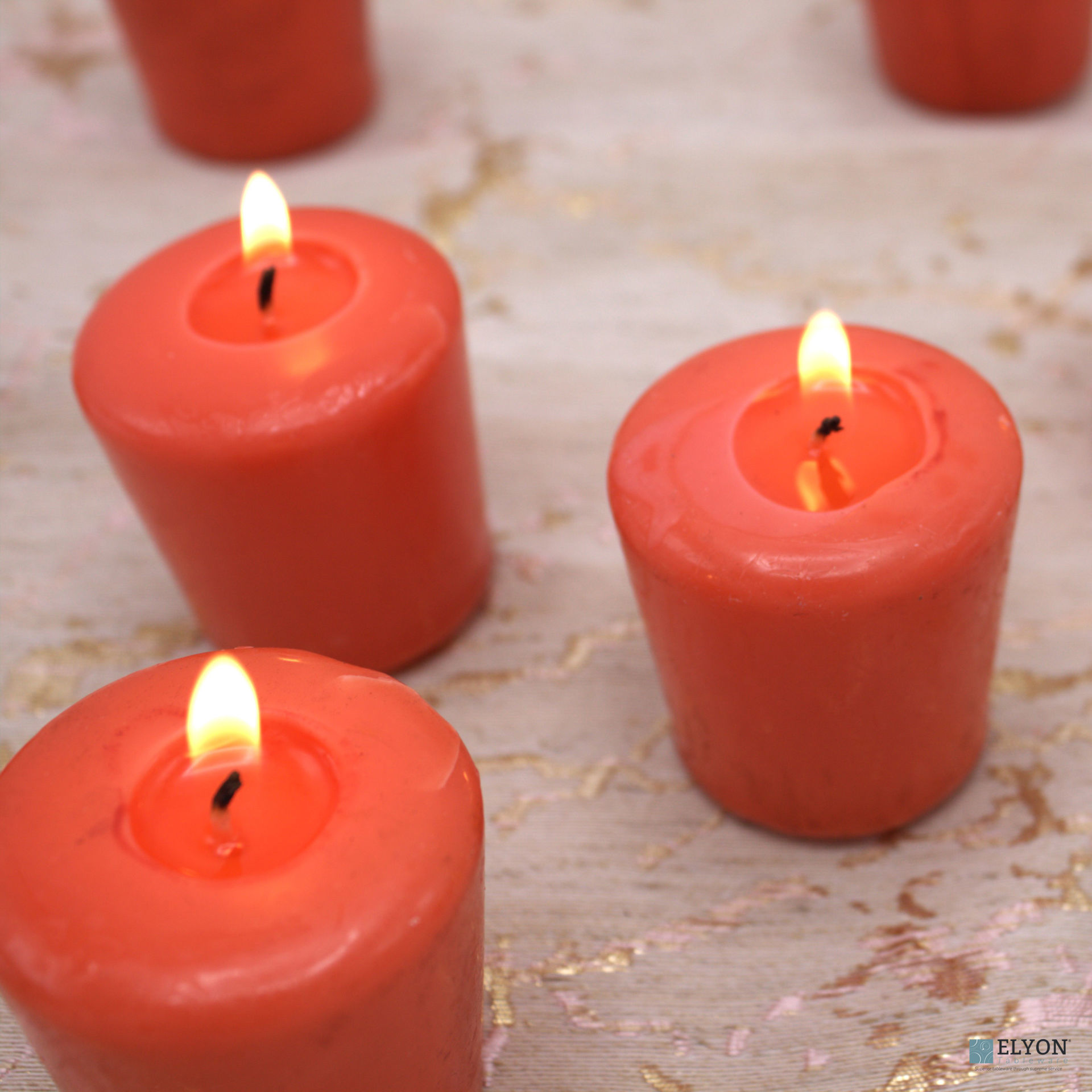 24 Red Unscented Wax Votive Candles, 15 Hours Burn Time. Elyon