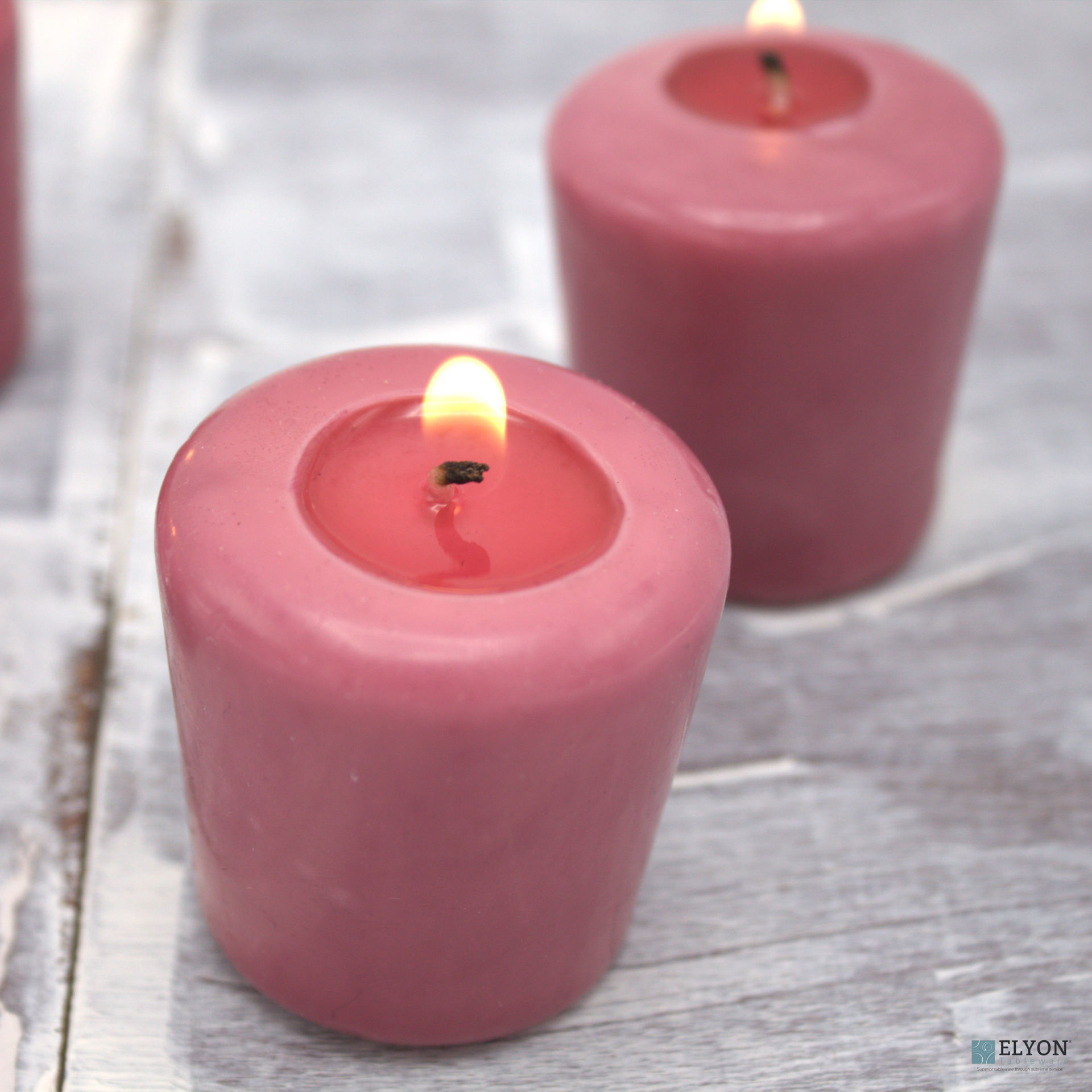 24 Mauve Unscented Wax Votive Candles, 15 Hours Burn Time. Elyon