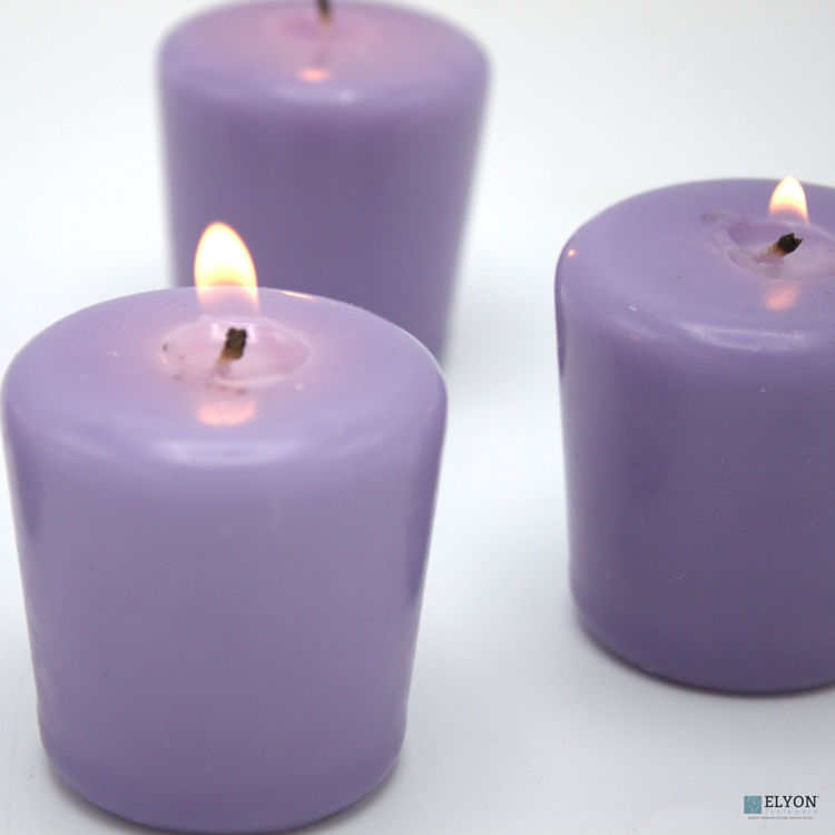 24 Lavender Unscented Wax Votive Candles, 15 Hours Burn Time	