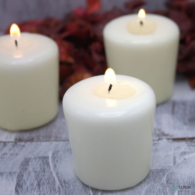 24 Ivory Unscented Wax Votive Candles, 15 Hours Burn Time	