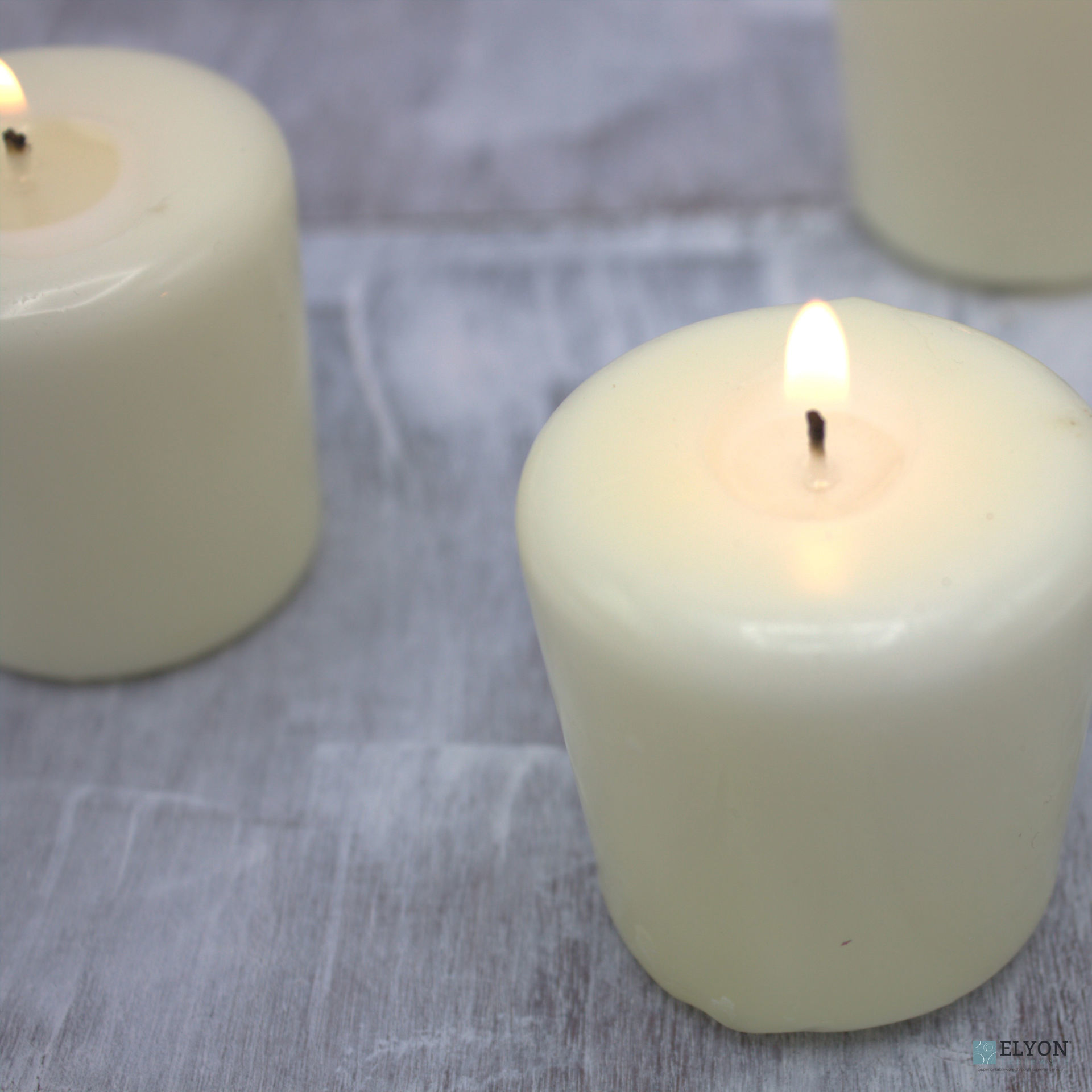 24 Ivory Unscented Wax Votive Candles, 15 Hours Burn Time. Elyon