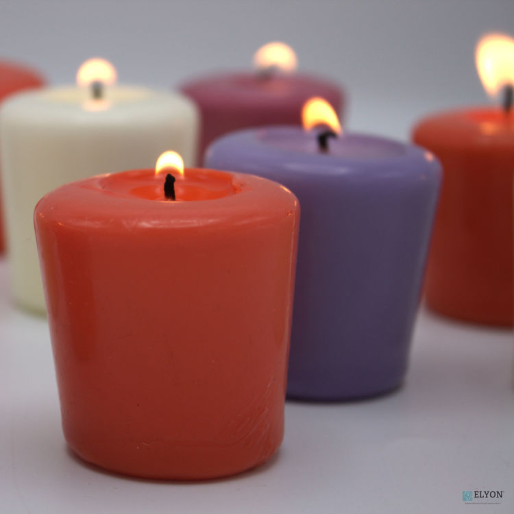 24 Assorted Colored Unscented Wax Votive Candles, 15 Hours Burn Time	