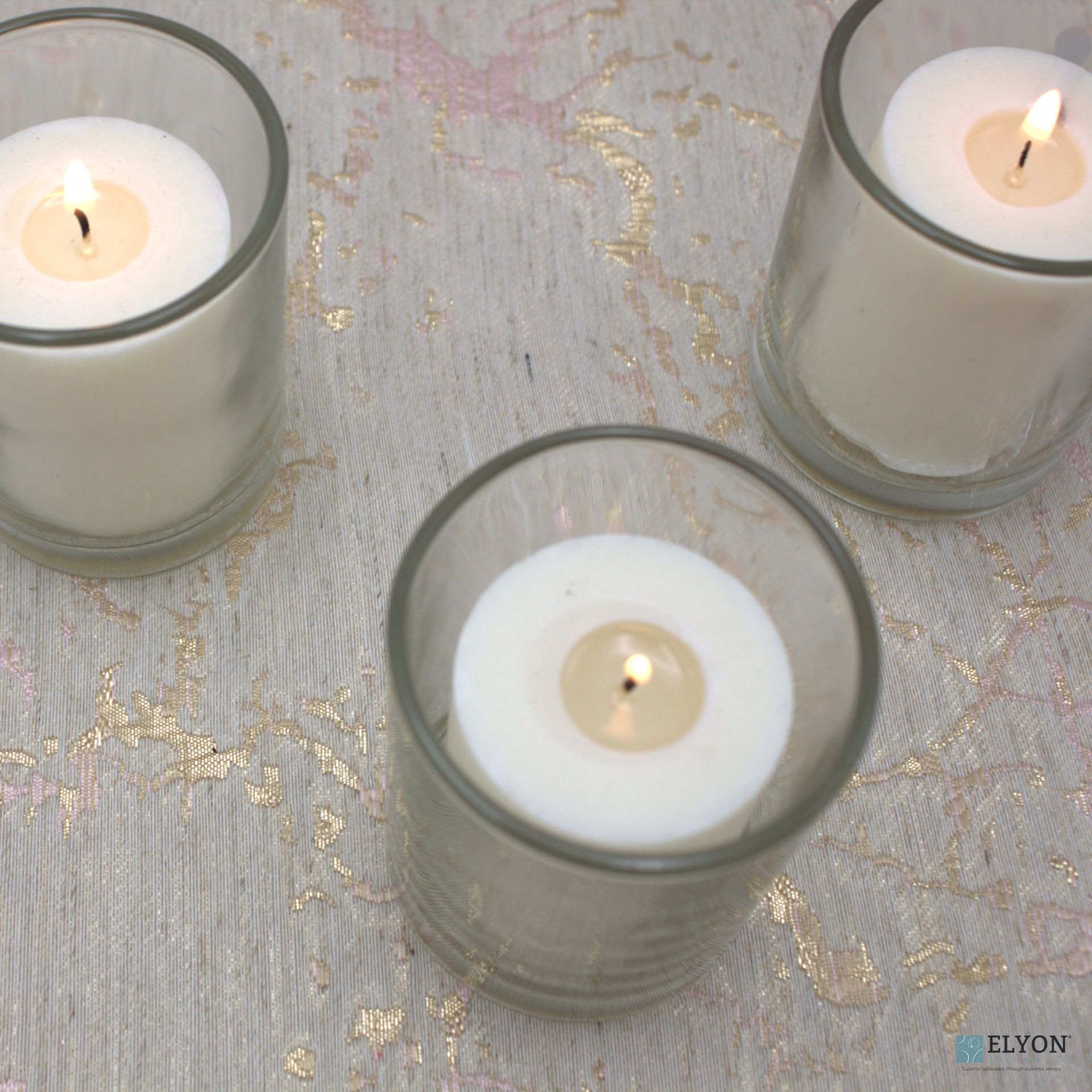 18 White Colored Unscented Wax Votive Candles in Glass Holder, 24 Hours