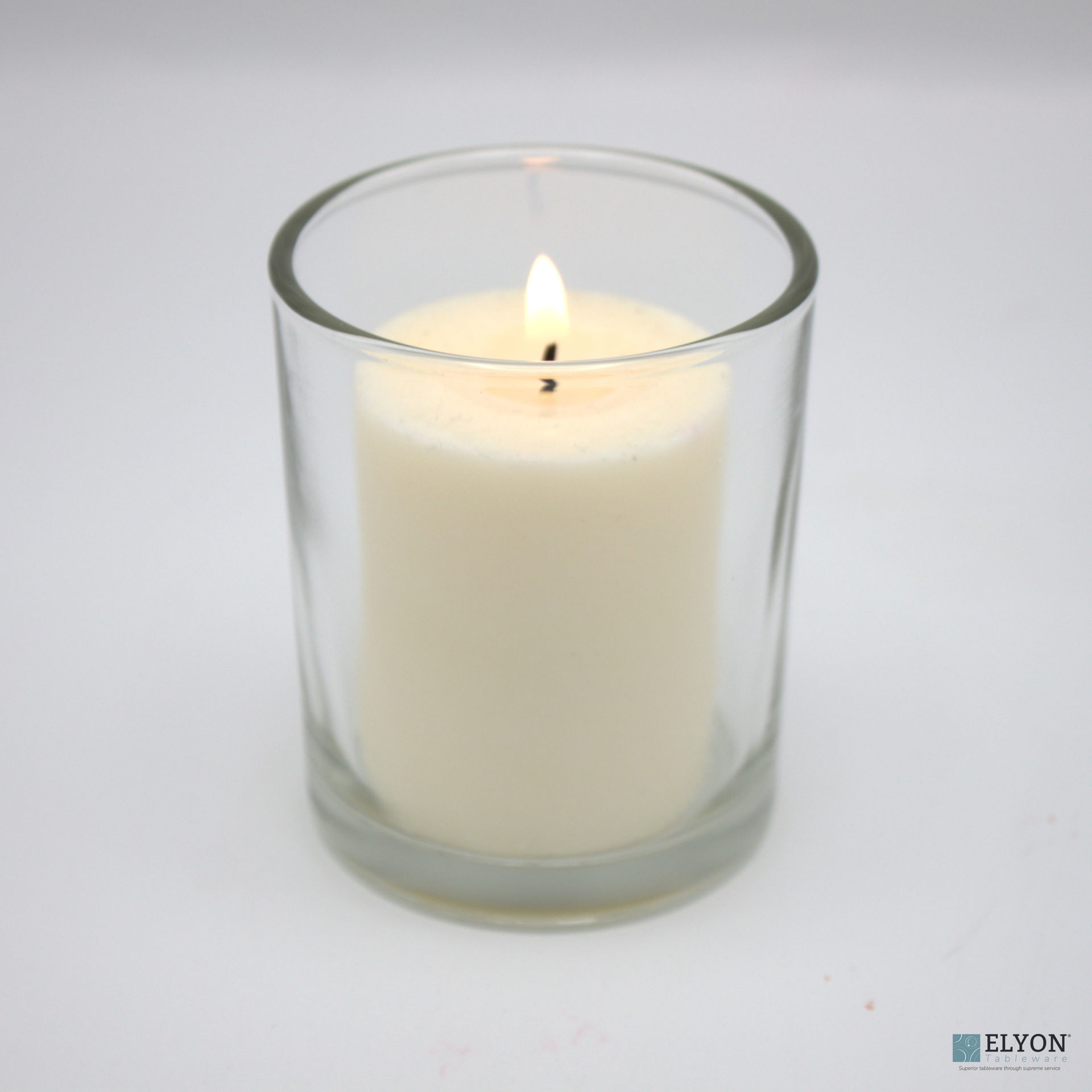 18 White Colored Unscented Wax Votive Candles in Glass Holder, 24 Hours