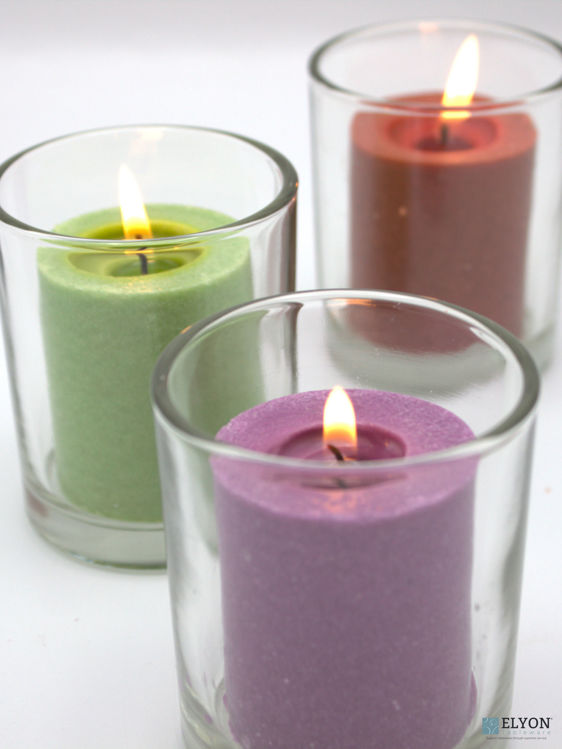 18 Assorted Colored Unscented Wax Votive Candles in Glass Holder, 24 Hours Burn Time