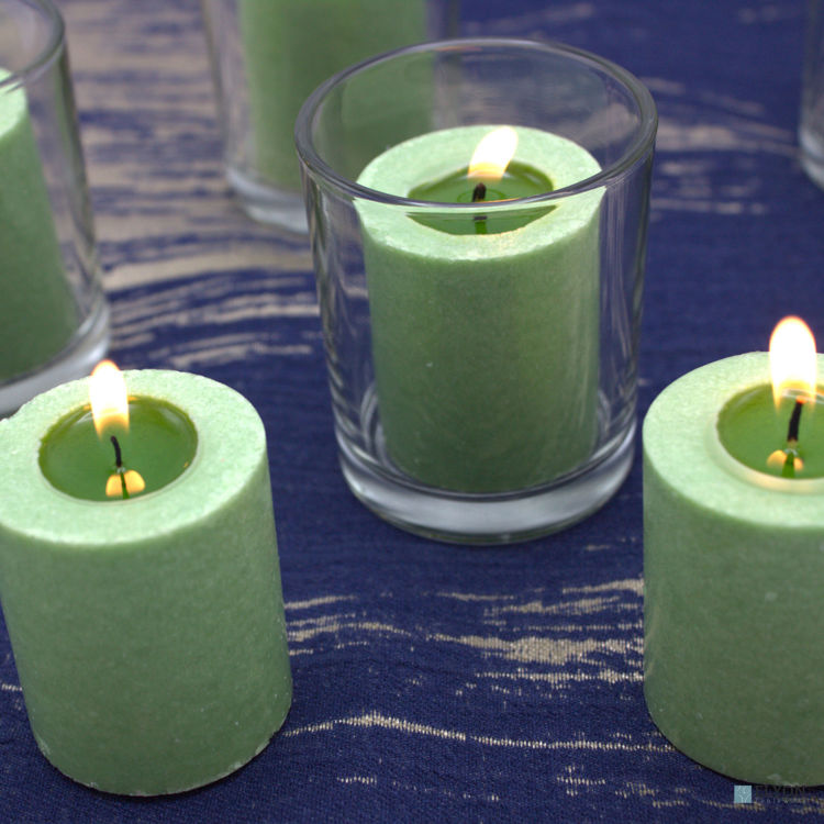 18 Green Colored Unscented Wax Votive Memorial Candle, 24 Hours Burn Time	