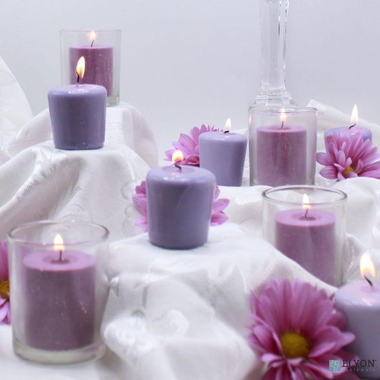 24 Lavender Unscented Wax Votive Candles, 15 Hours Burn Time	