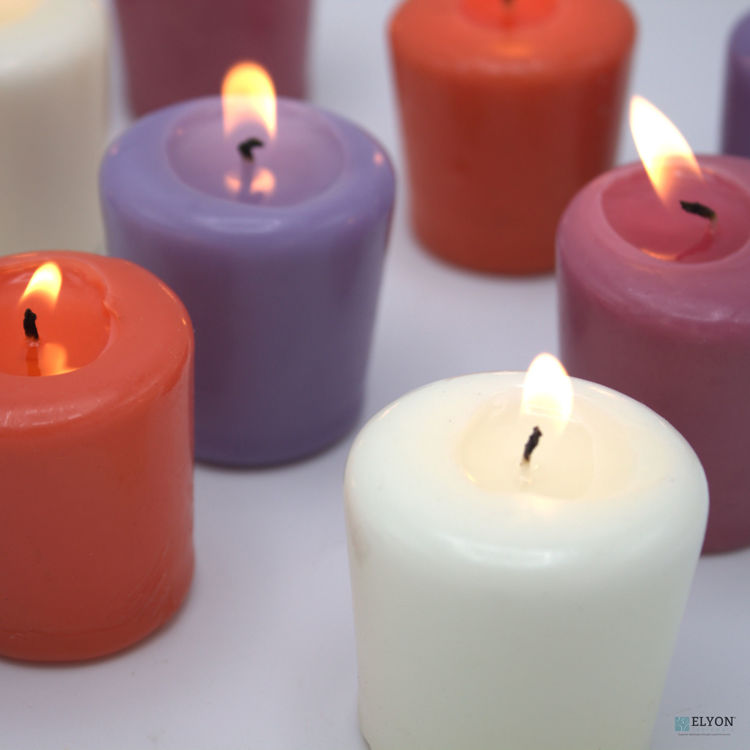 24 Assorted Colored Unscented Wax Votive Candles, 15 Hours Burn Time	