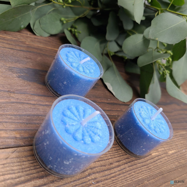 36 Ocean Breeze Scented Blue Colored Wax Deep Tealight Candles