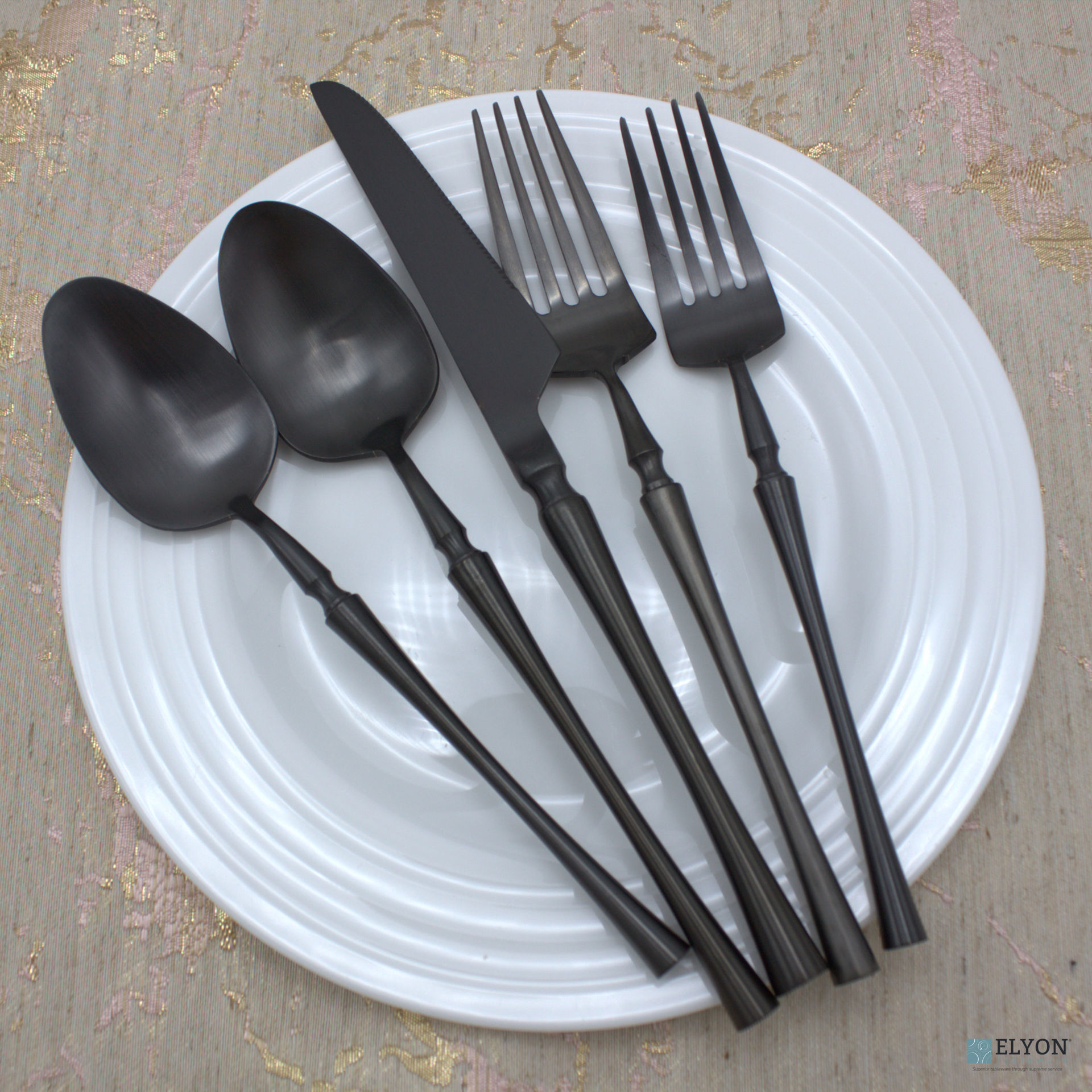 Best Modern Flatware and Silverware sets Matte Black Elyon Tableware