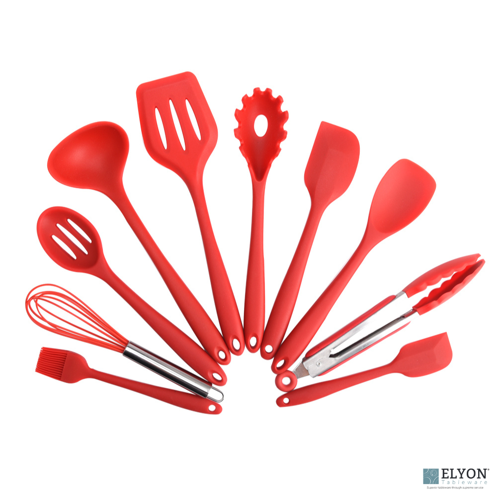 Best Modern 10-piece-silicon-kitchen-cooking-utensils-set-red. Elyon ...