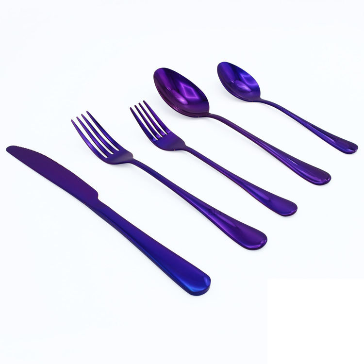 20-Piece Reflective Holographic Purple Flatware Set, Stainless Steel	