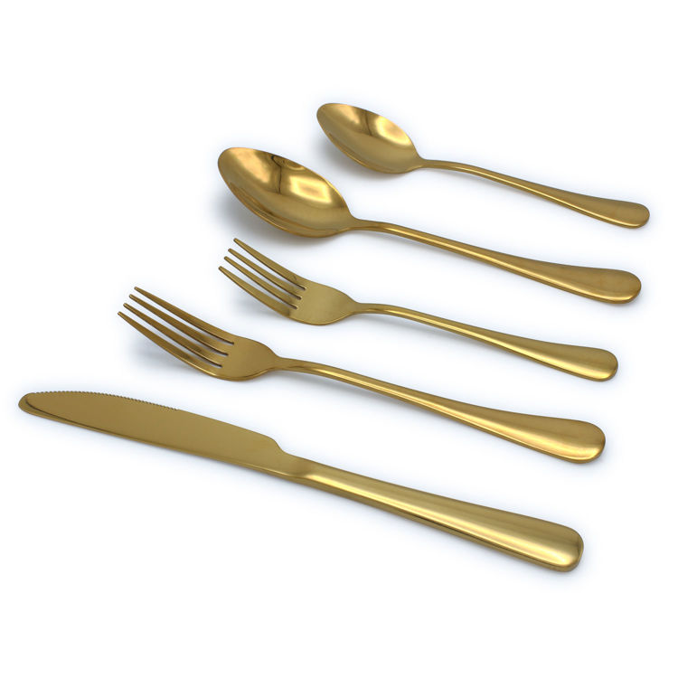 Reflective Gold Flatware Set, Stainless Steel, Service For 4	