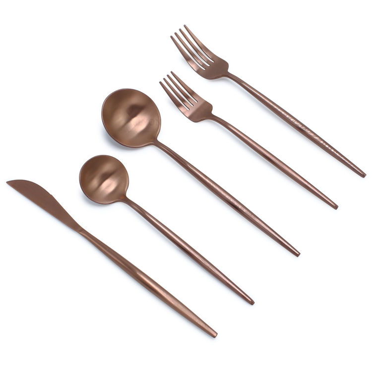 20-Piece Matte Copper Flatware Set, Stainless Steel, Thin Handles, Service For 4	