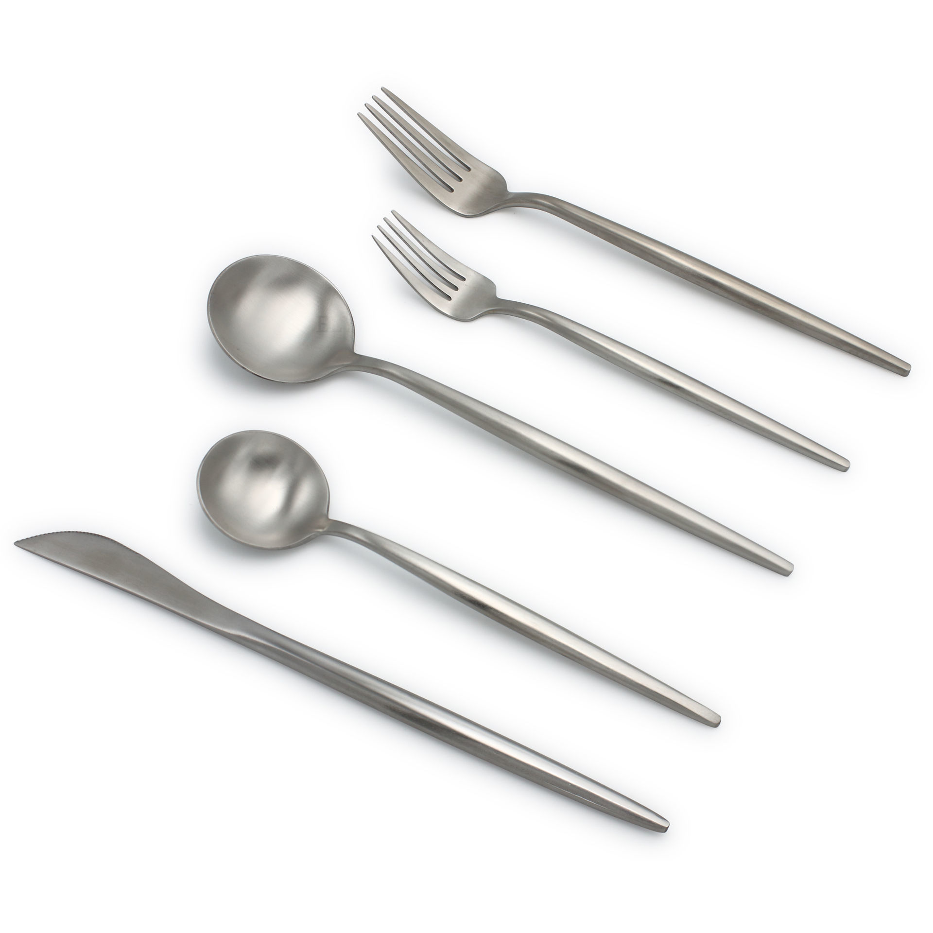 Best Modern Flatware and Silverware sets Matte Silver Elyon Tableware ...