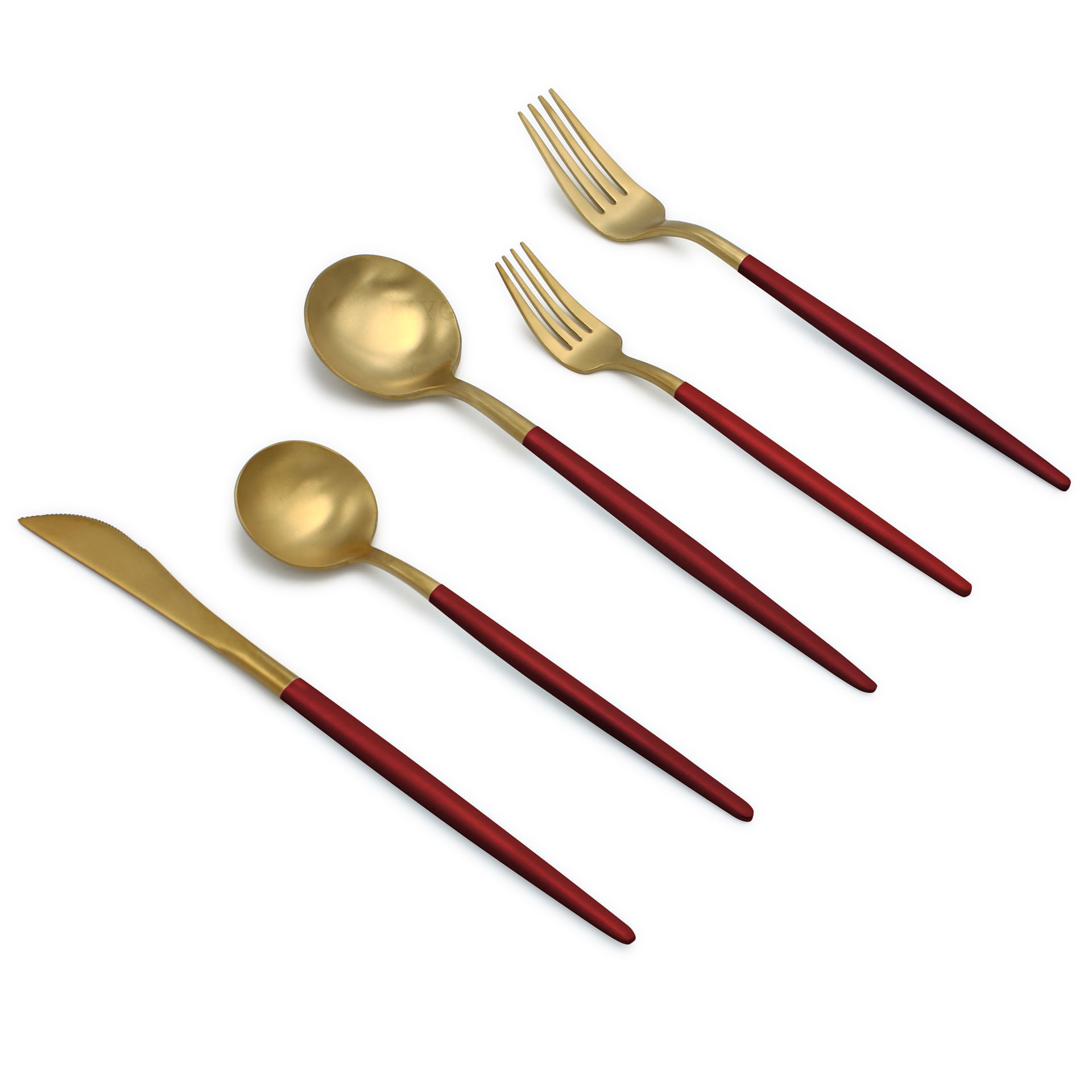 Best Modern Flatware and Silverware sets Matte Gold/Red -Elyon. Elyon ...