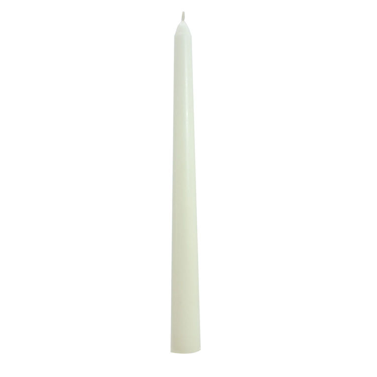 Picture of 25 Ivory Unscented Wax Taper Candles, 8 Hour Burn Time