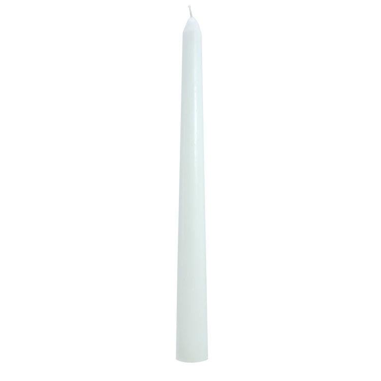 Picture of 25 White Unscented Wax Taper Candles, 8 Hour Burn Time