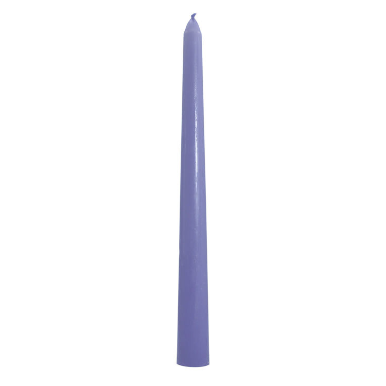 Picture of 50 Lavender Unscented Wax Taper Candles, 8 Hour Burn Time
