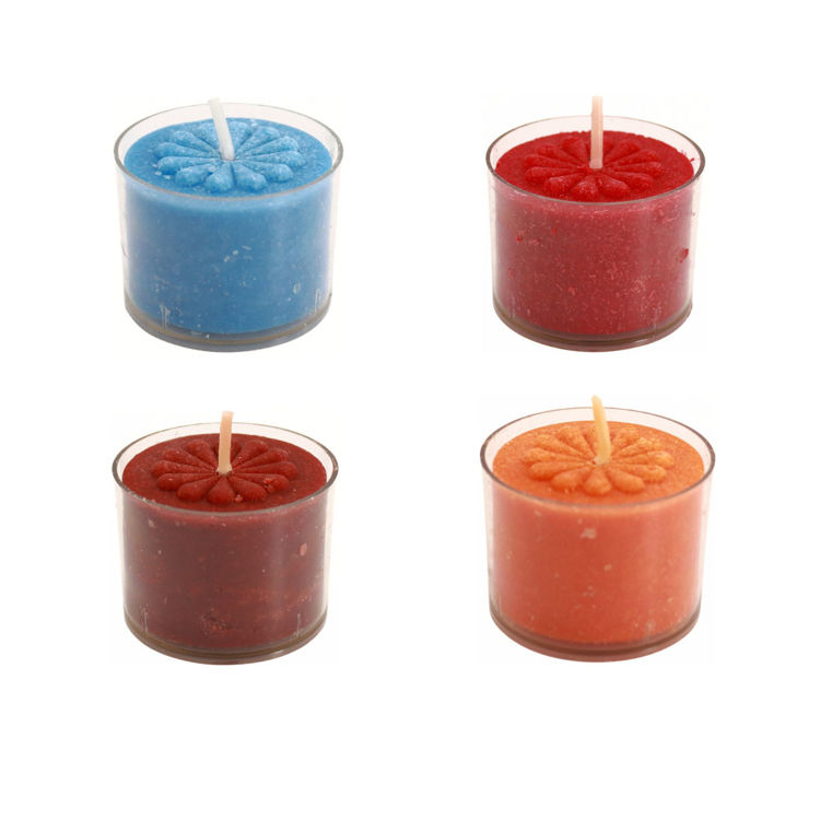 Picture of 36 Apple Cinnamon Scented Red Colored Wax Deep Tealight Candles in Plastic Holder, 8 Hour Burn Time