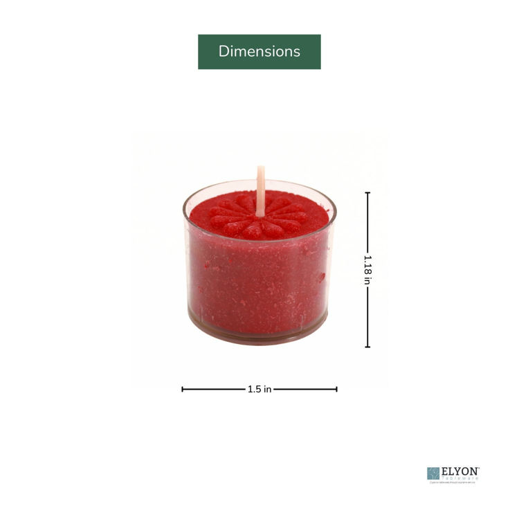 Picture of 36 Apple Cinnamon Scented Red Colored Wax Deep Tealight Candles in Plastic Holder, 8 Hour Burn Time