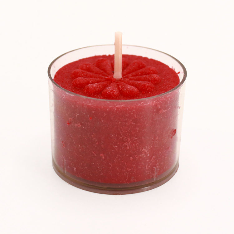 Picture of 72 Apple Cinnamon Scented Red Colored Wax Deep Tealight Candles in Plastic Holder, 8 Hour Burn Time