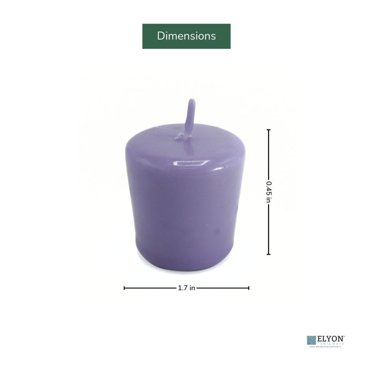 Picture of 48 Lavender Unscented Wax Votive Candles, 15 Hours Burn Time