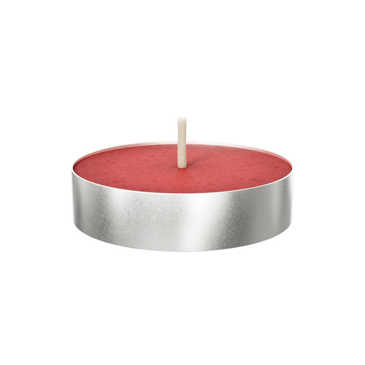 Picture of 96 Apple Cinnamon Scented Red Wax Tealight Candles in Tin Holder, 4 Hour Burn-Time